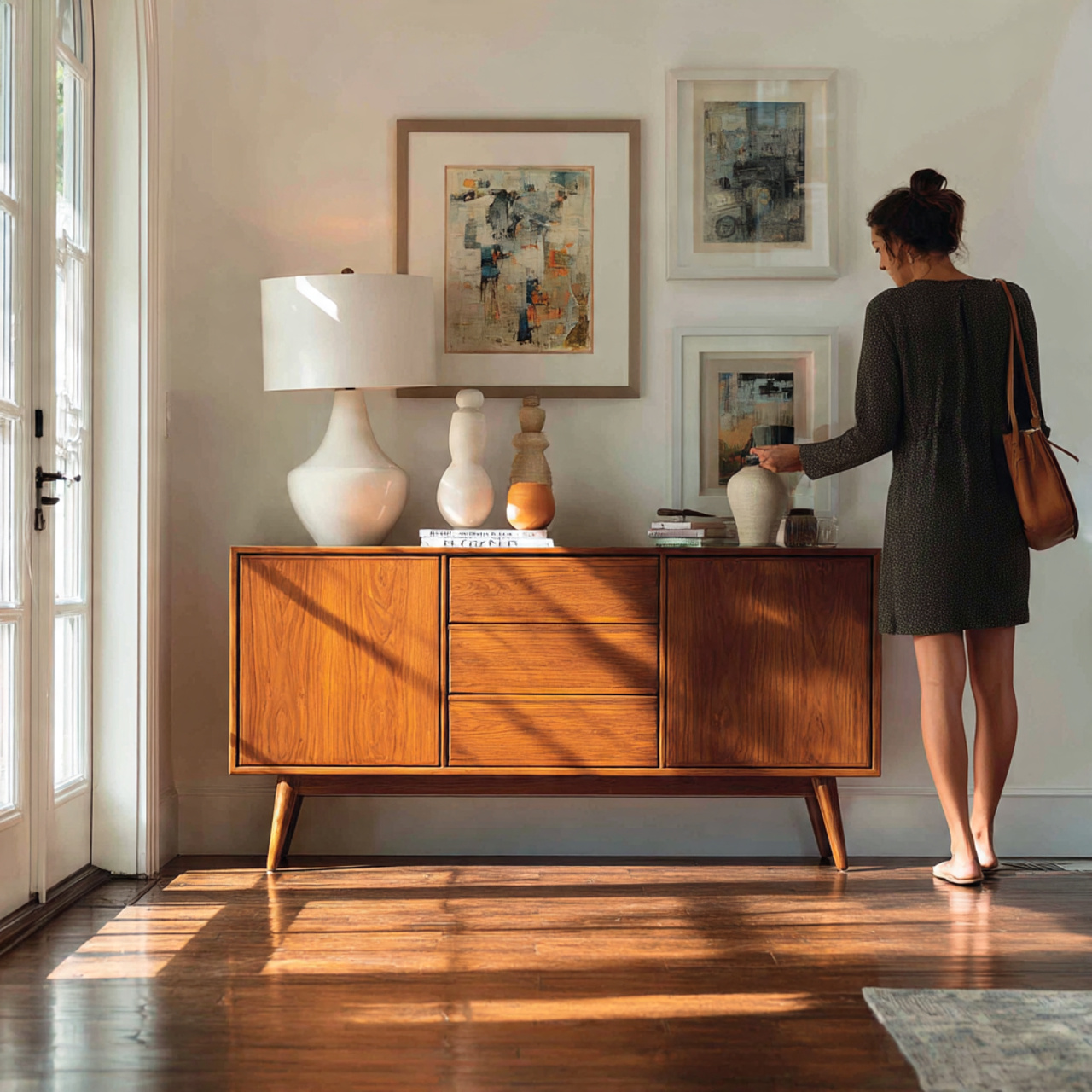 25 Best Entryway Decor Ideas for a Stylish and Welcoming First Impression 13 ultra realistic image of a mid century modern cred