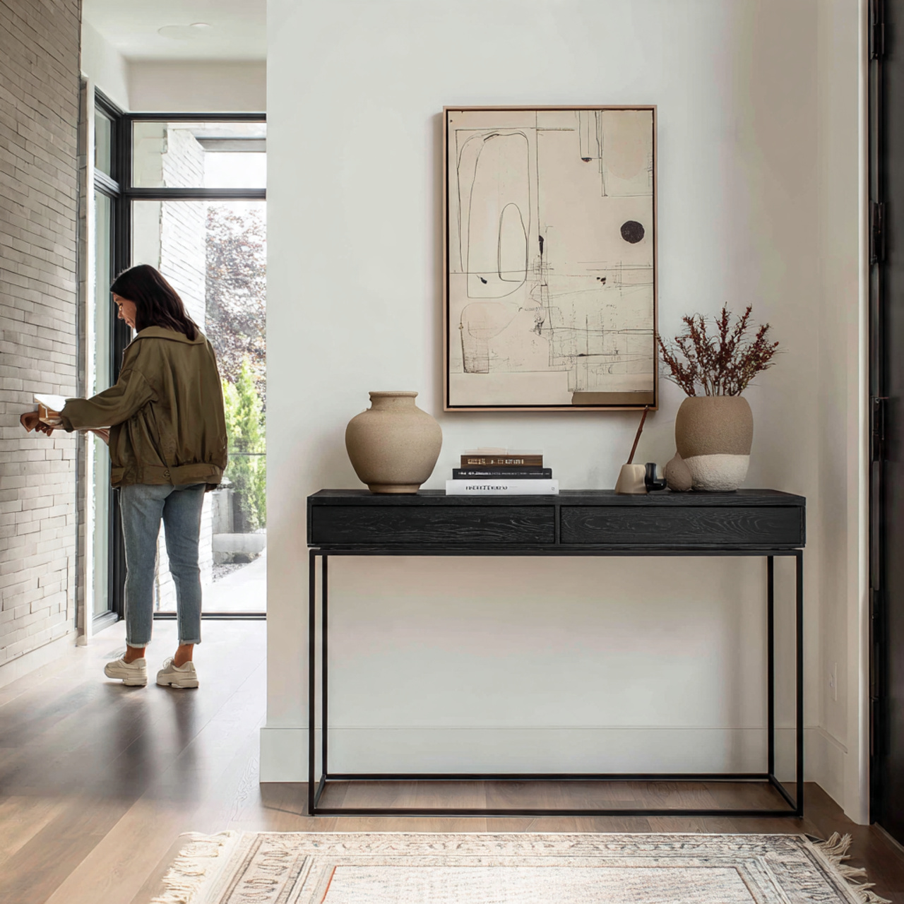 25 Best Entryway Decor Ideas for a Stylish and Welcoming First Impression 1 ultra realistic image of a modern minimalist conso