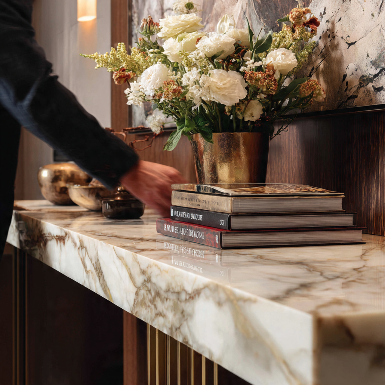 25 Best Entryway Decor Ideas for a Stylish and Welcoming First Impression 25 ultra realistic image of a polished marble topped