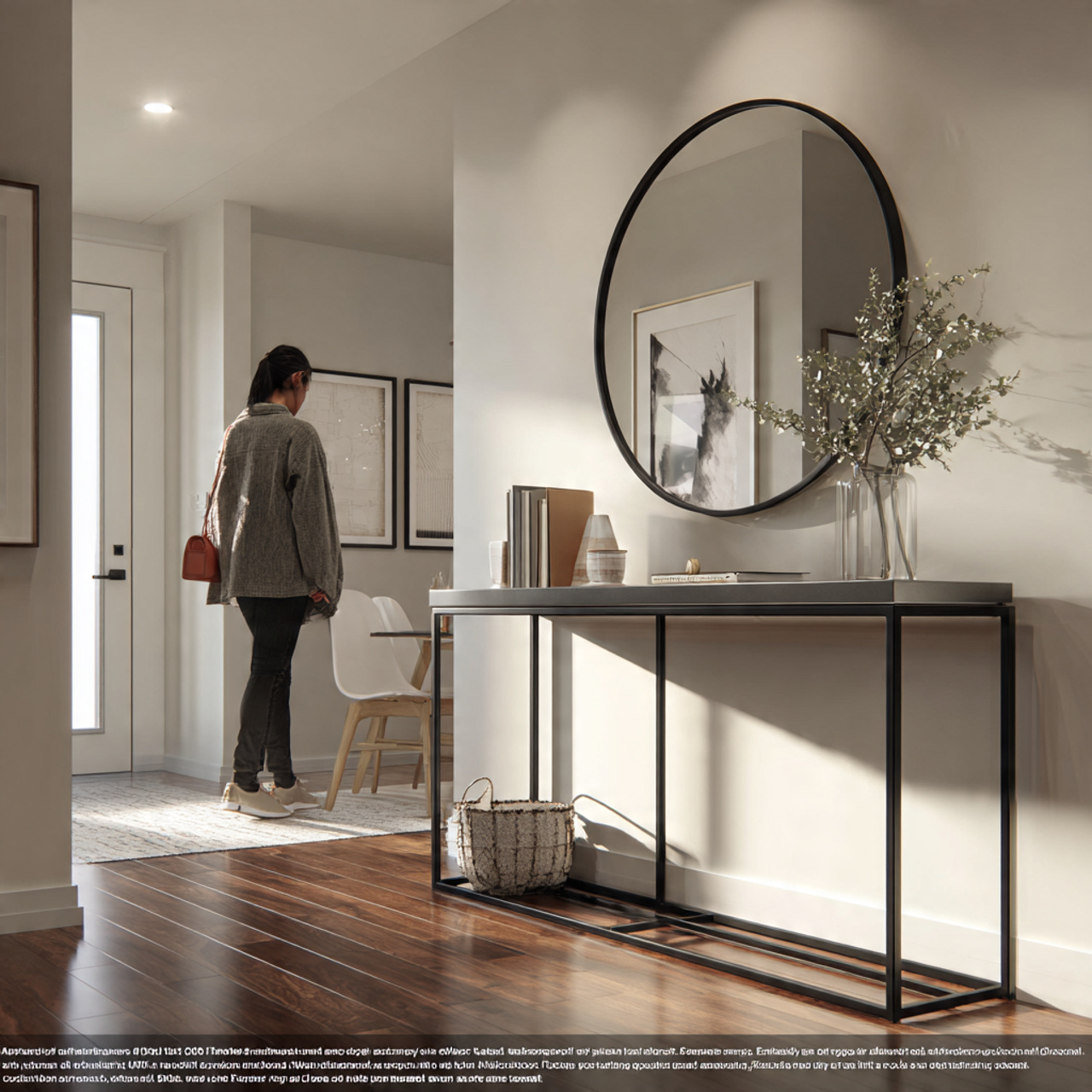 25 Best Entryway Decor Ideas for a Stylish and Welcoming First Impression 17 ultra realistic image of a sleek black steel frame