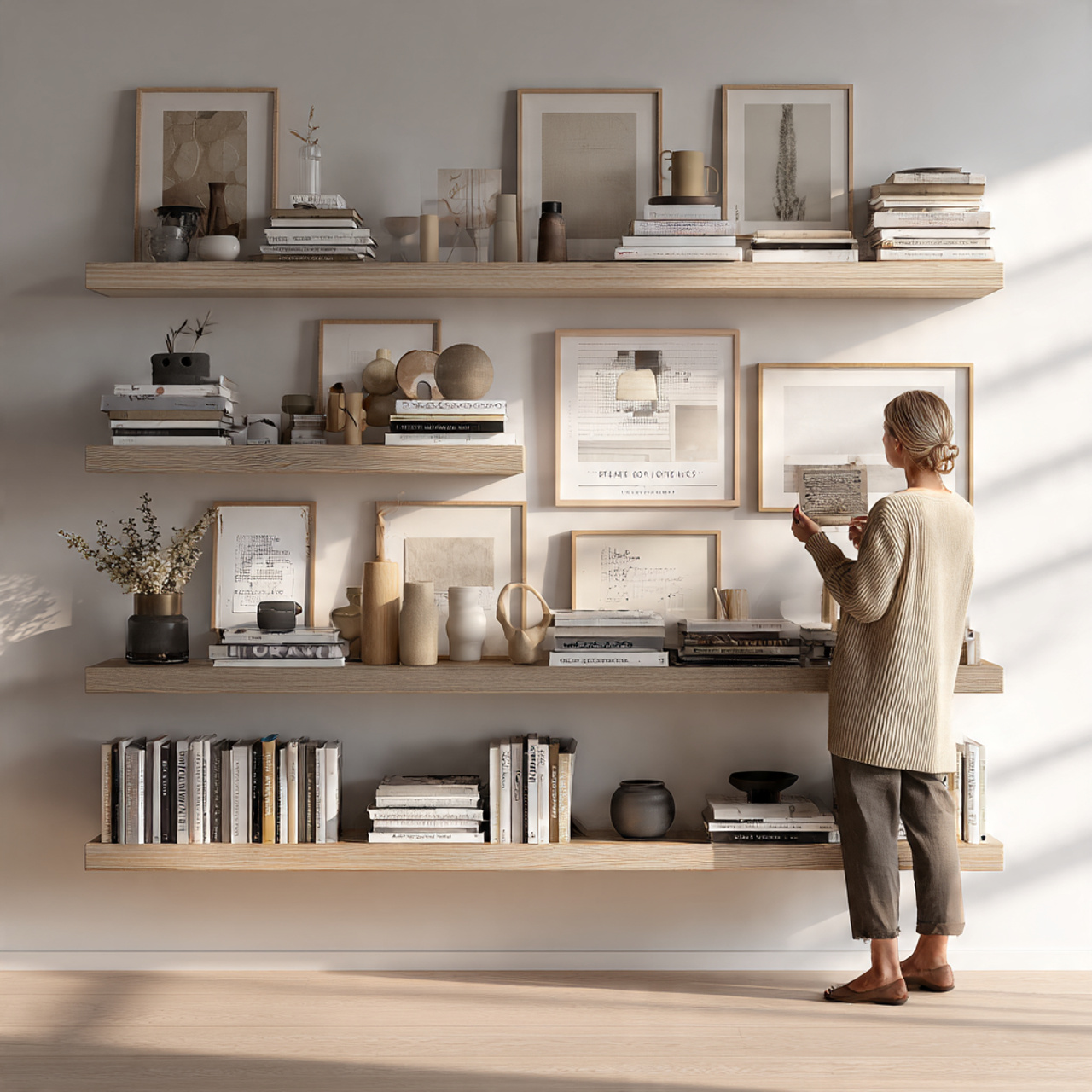 25 Best Entryway Decor Ideas for a Stylish and Welcoming First Impression 8 ultra realistic image of floating shelves in an en