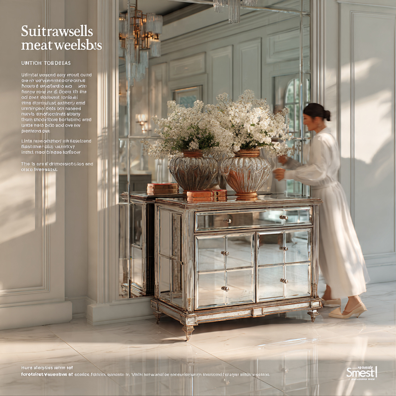 25 Best Entryway Decor Ideas for a Stylish and Welcoming First Impression 20 ultra realistic image of mirrored furniture in an