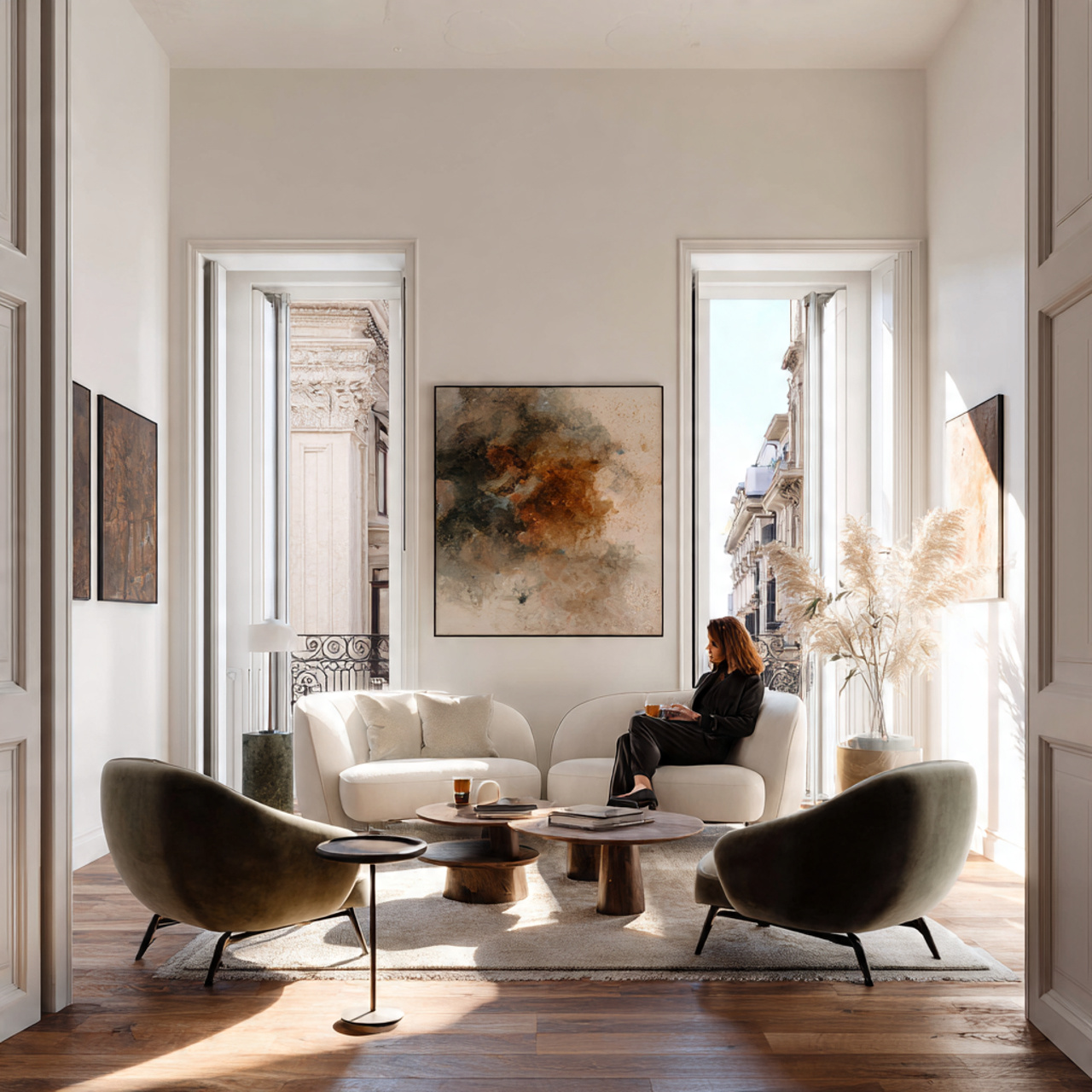 ultra realistic image of small living room layout