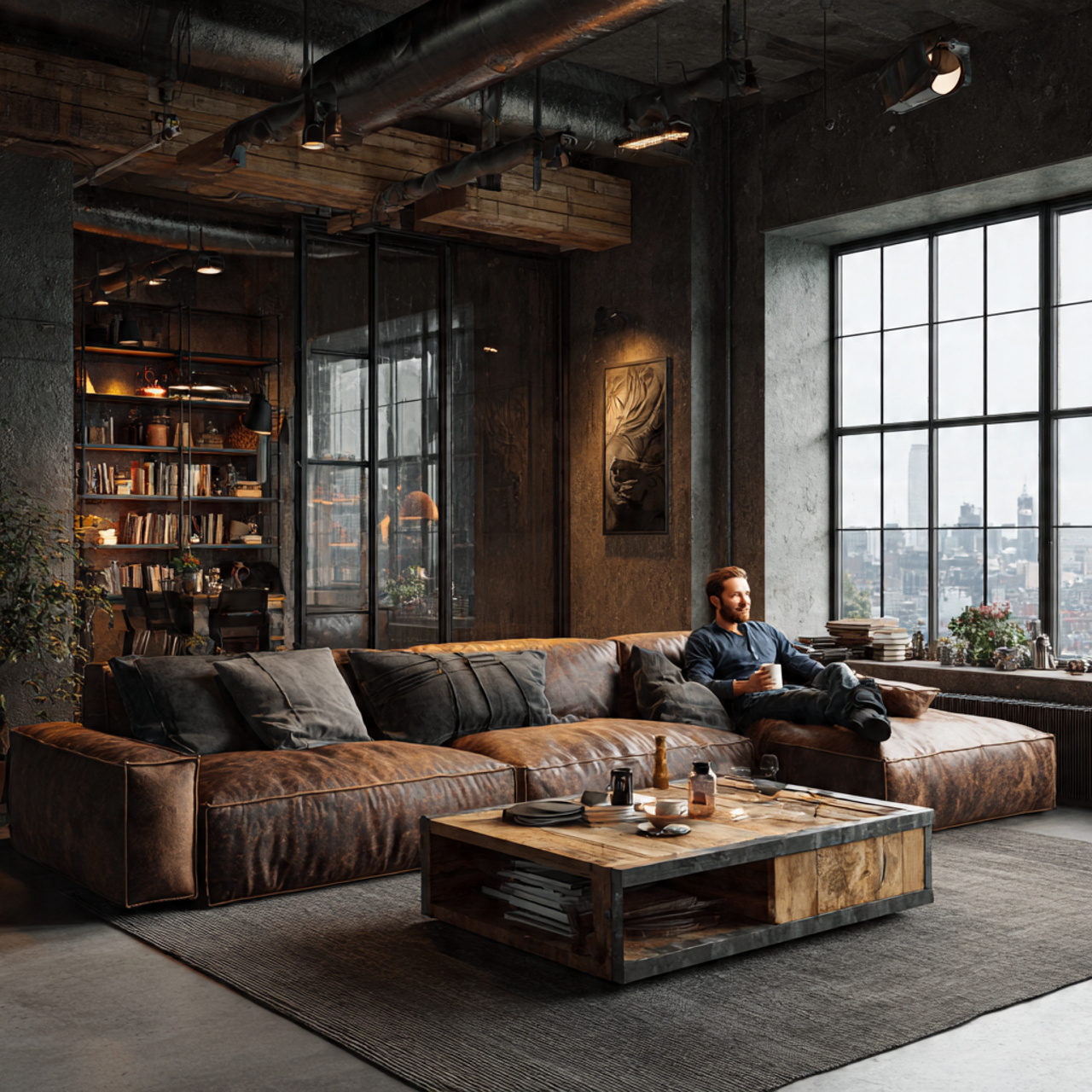 ultra realistic industrial loft aesthetic living r