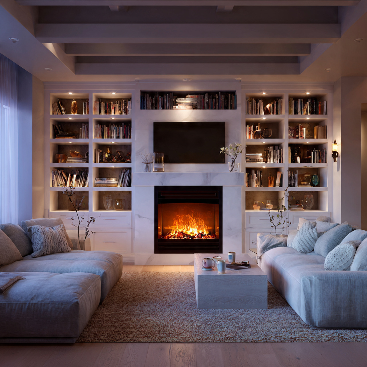 ultra realistic integrated fireplace surround stor