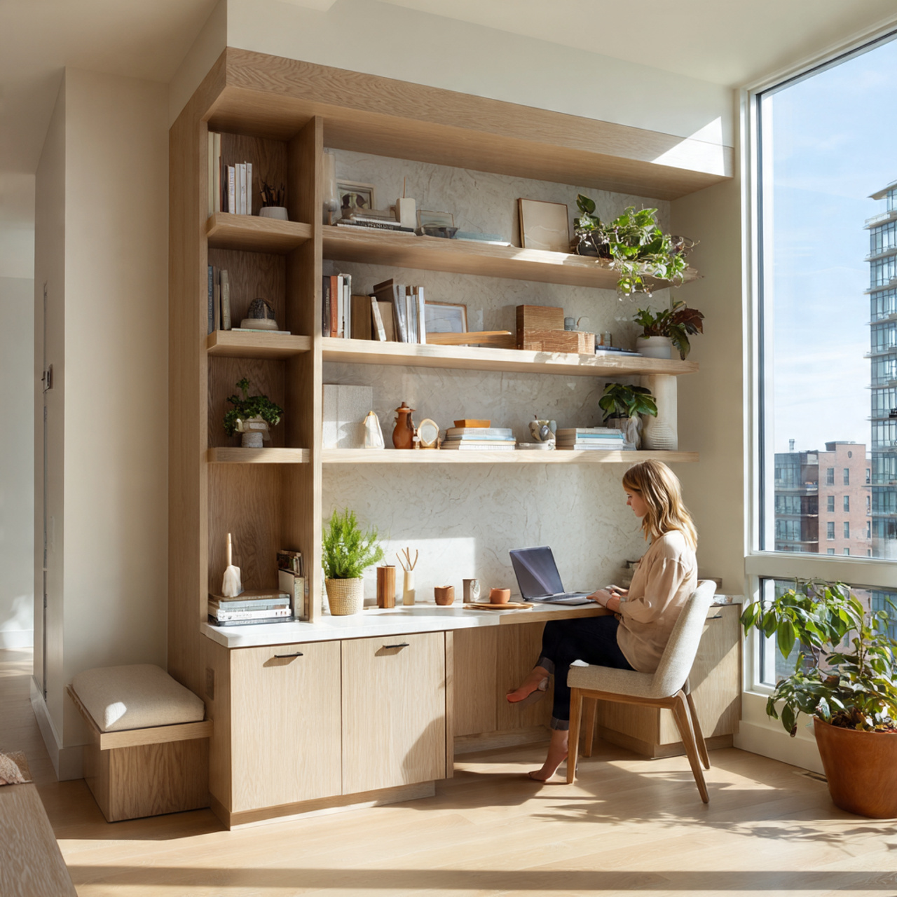 ultra realistic integrated home office desk nook l