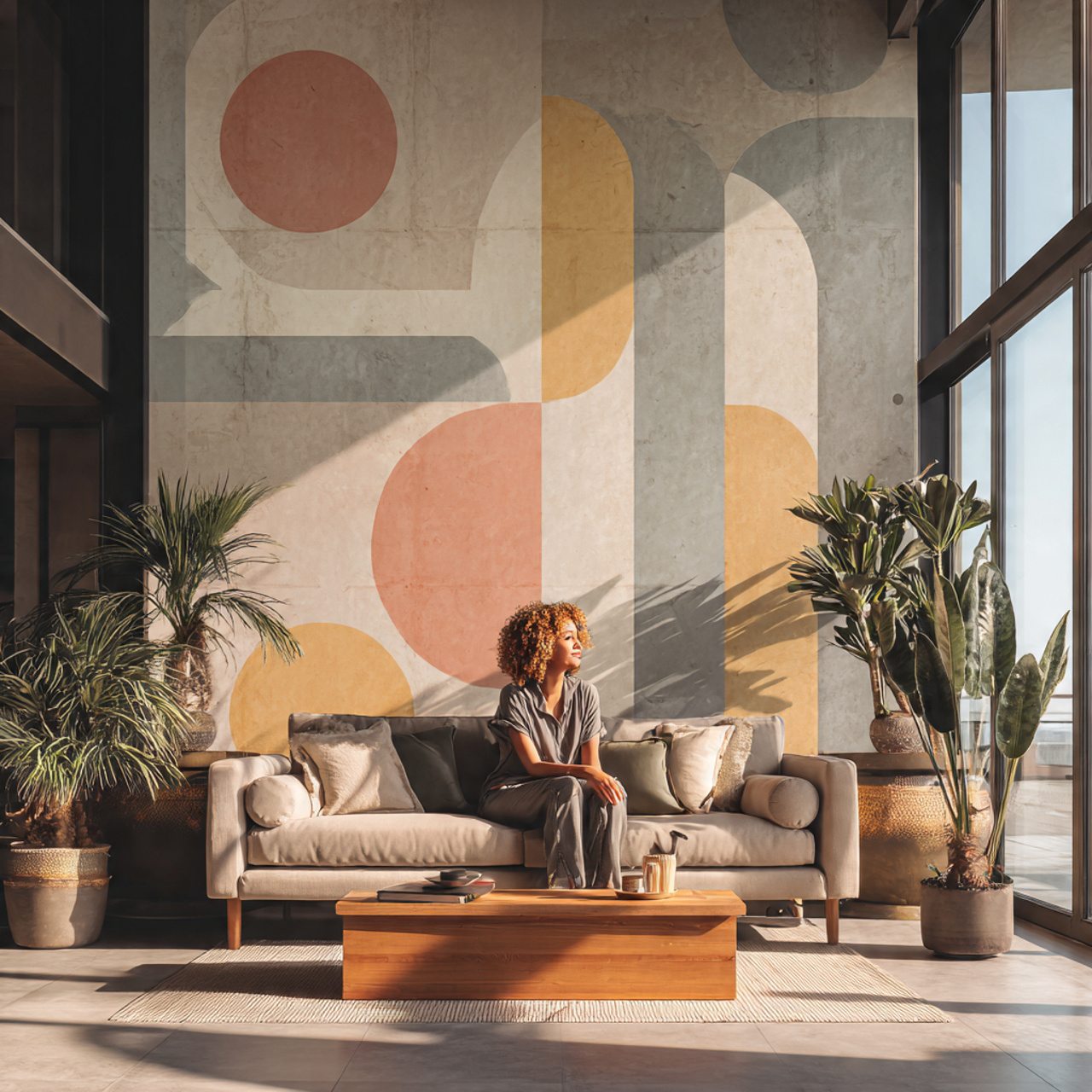 ultra realistic interior photo of living room back