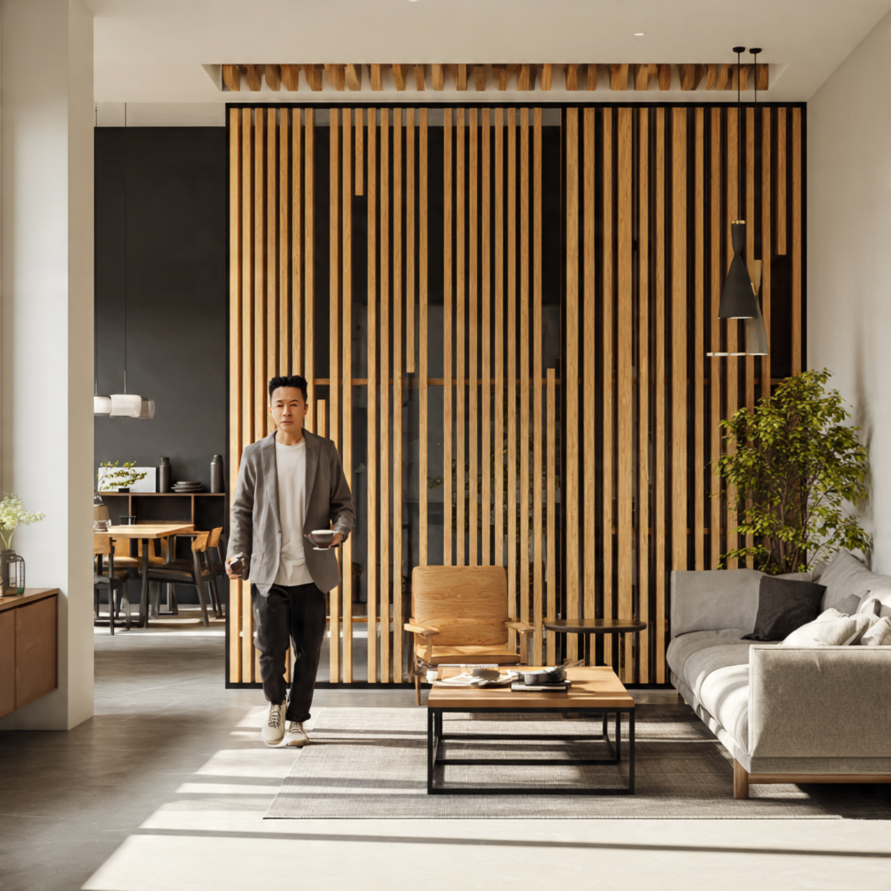 ultra realistic interior photo showing living room