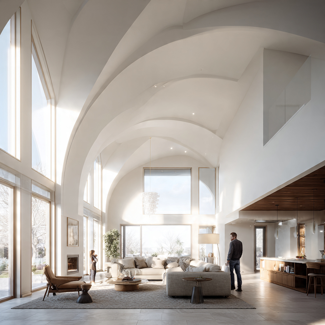 ultra realistic interior photograph of a spacious