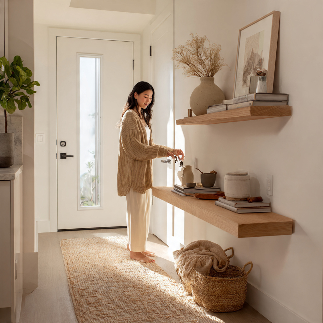 ultra realistic interior photography of small entr