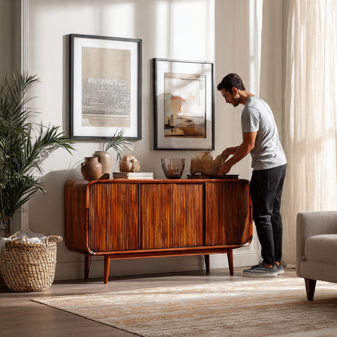 ultra realistic interior scene of living room furn