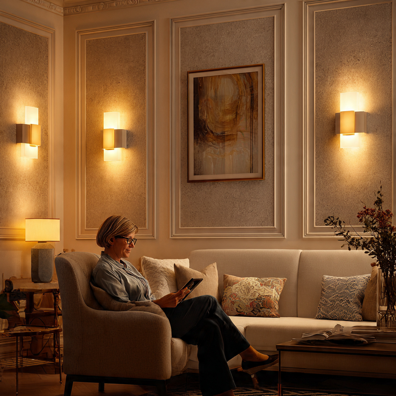 ultra realistic interior scene showing living room