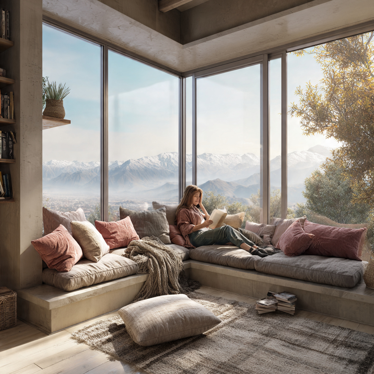 ultra realistic large living room featuring a wrap