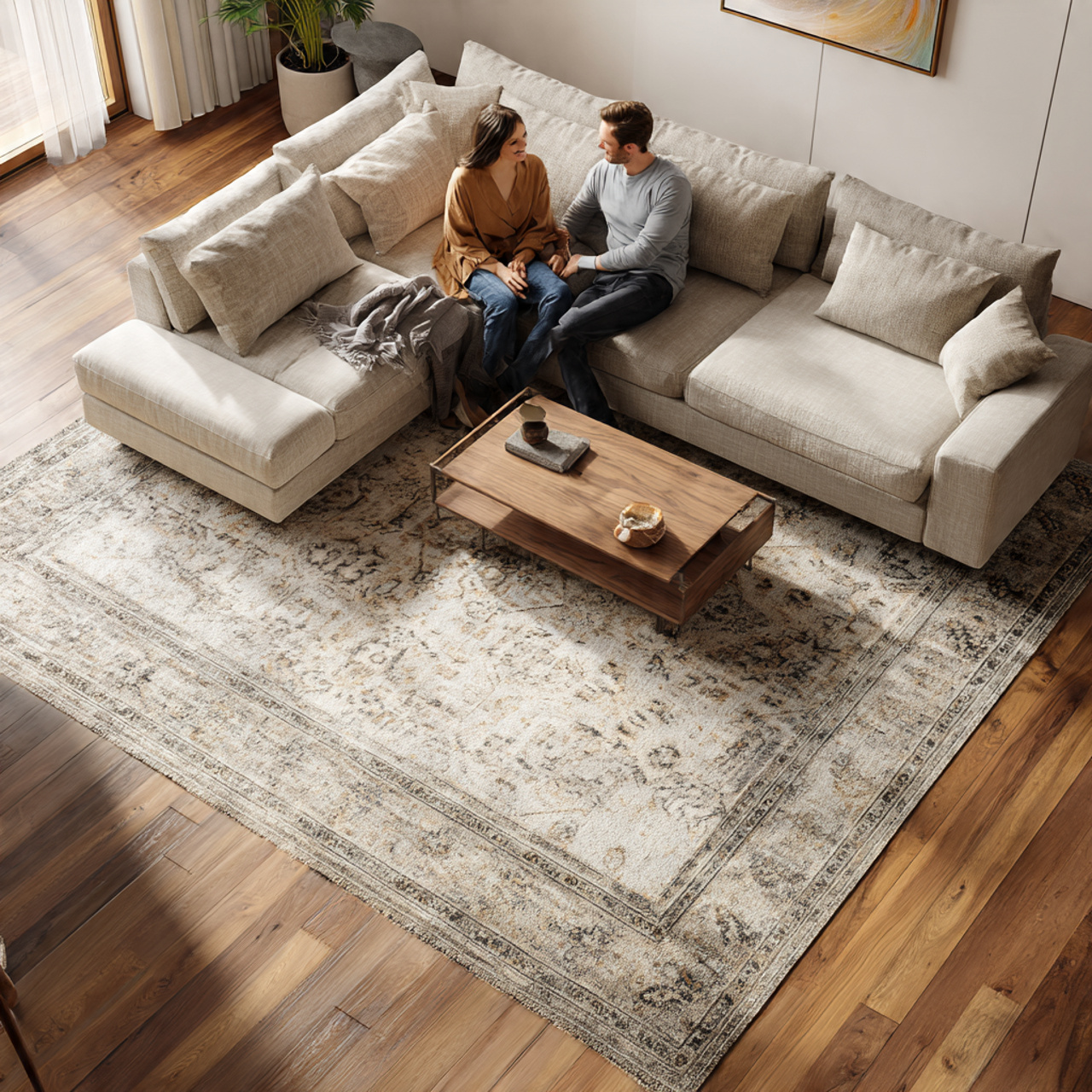 ultra realistic large living room showcasing layer