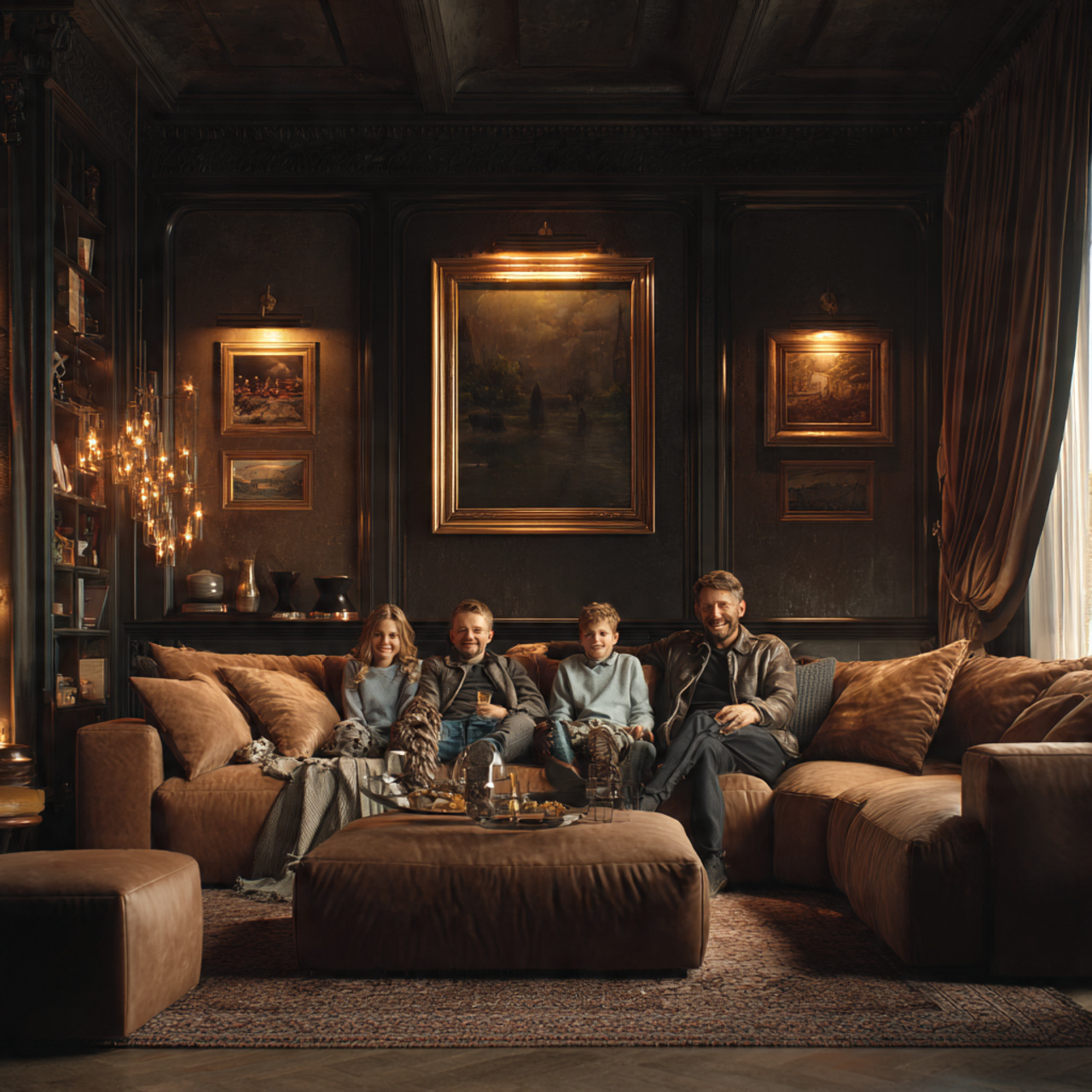 ultra realistic large living room showcasing velve