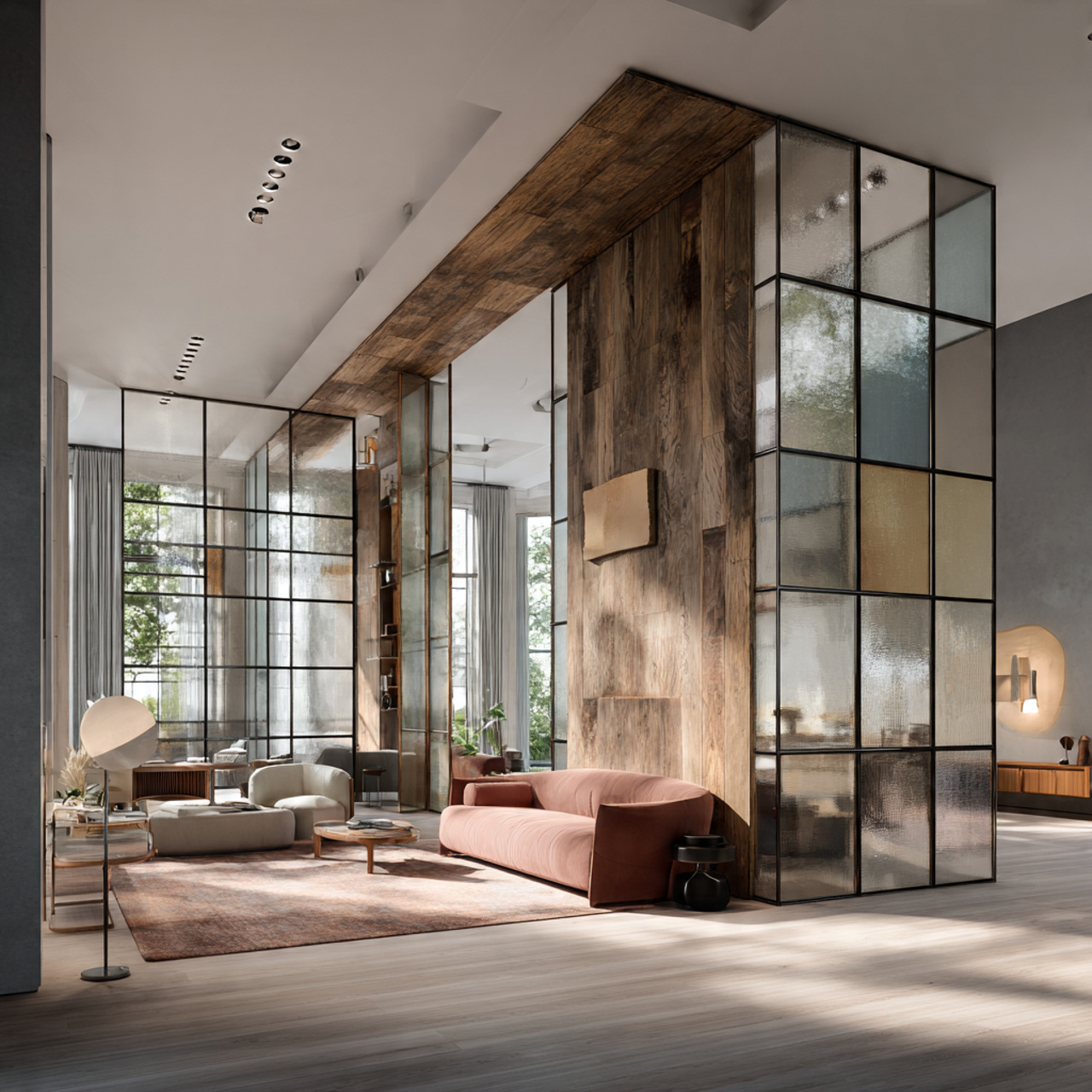 ultra realistic large living room with open concep