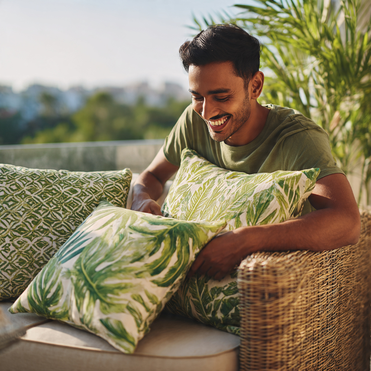 ultra realistic lifestyle photo of balcony decor i