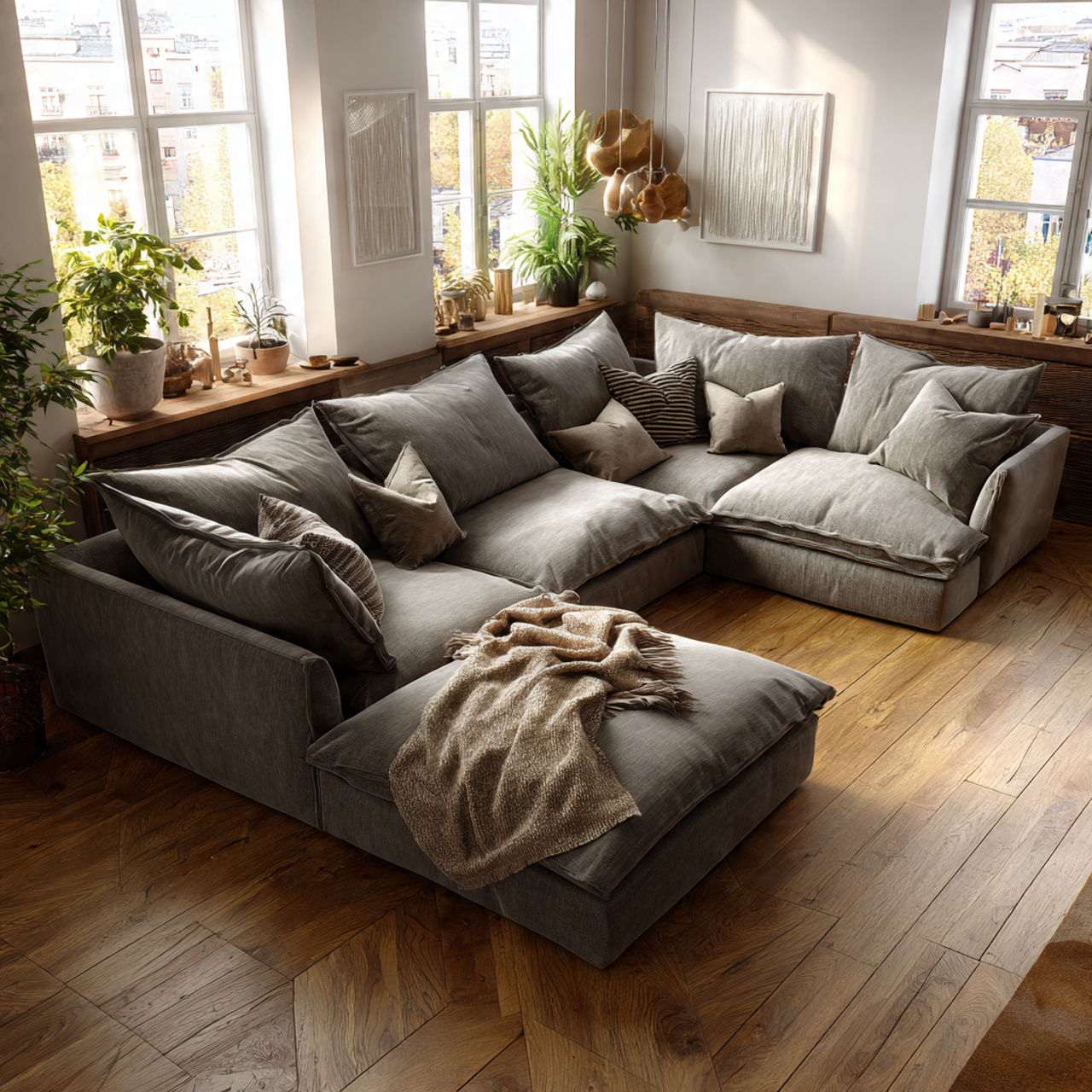 ultra realistic living room featuring a deep seate