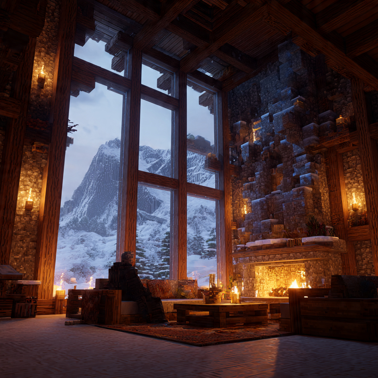 ultra realistic living room minecraft ideas scene 4