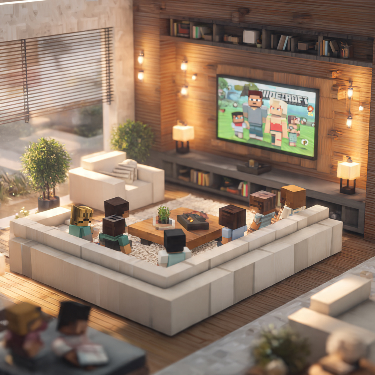 ultra realistic living room minecraft ideas setup 2