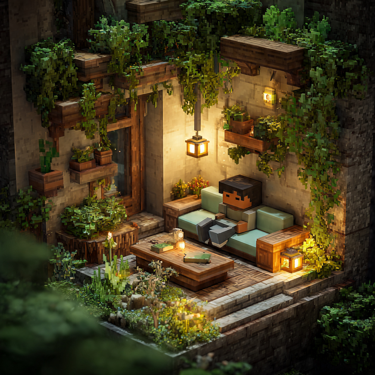 ultra realistic living room minecraft ideas setup 4