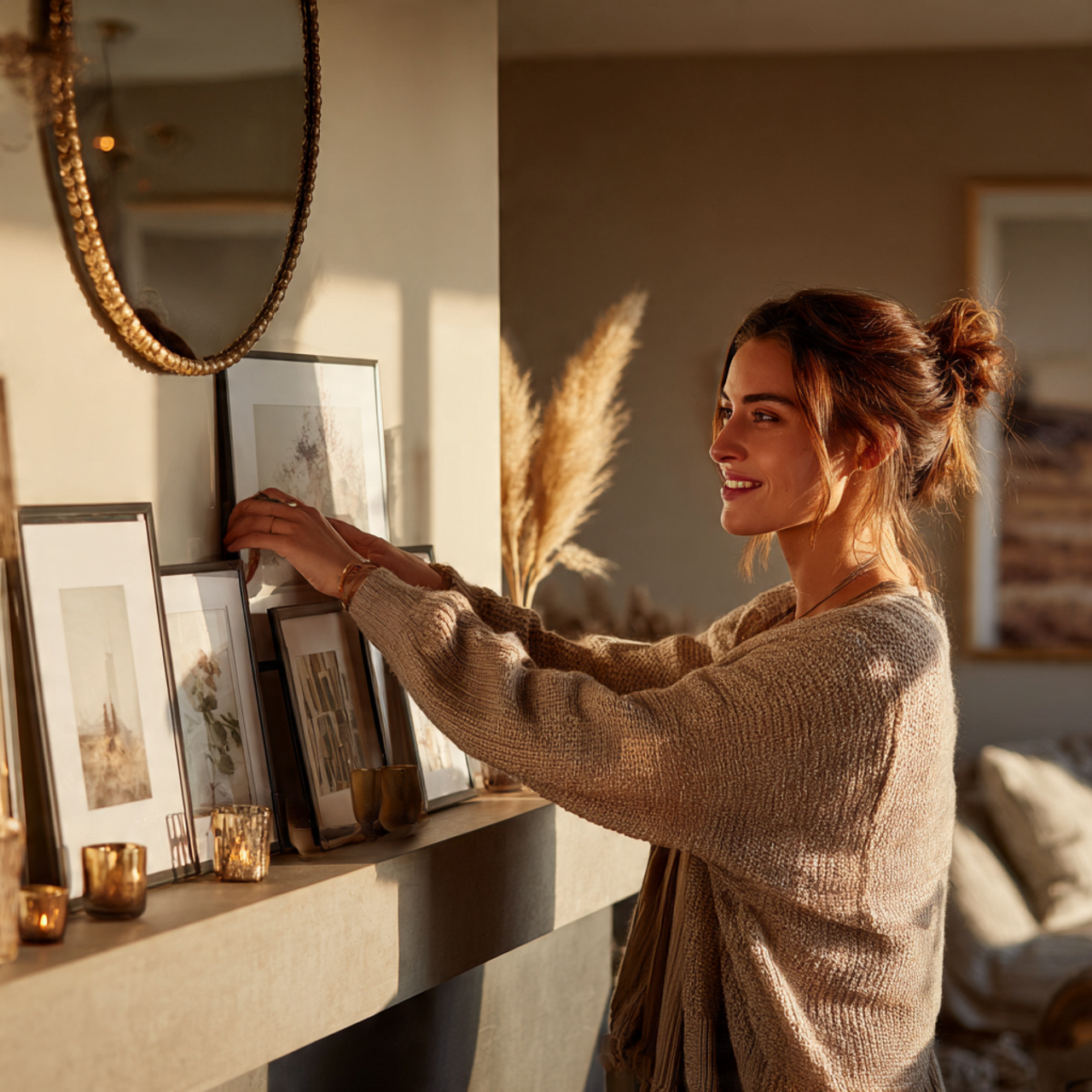 ultra realistic living room mirror ideas featuring 10