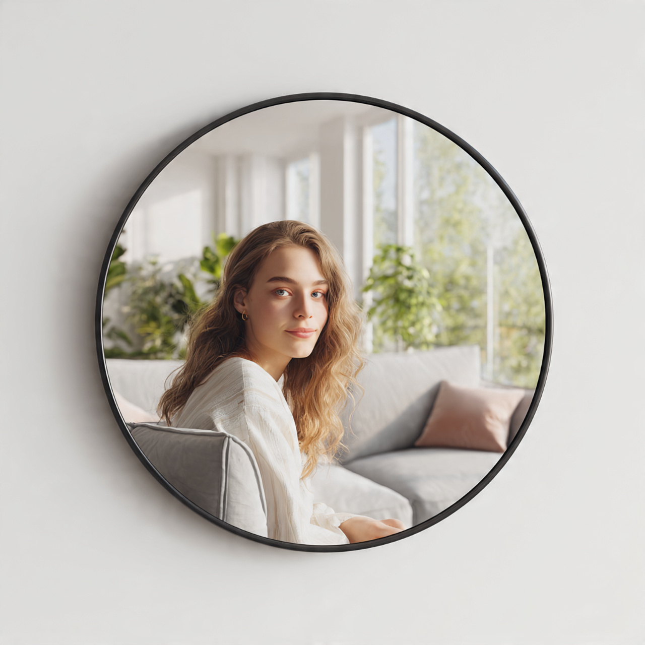 ultra realistic living room mirror ideas featuring 2