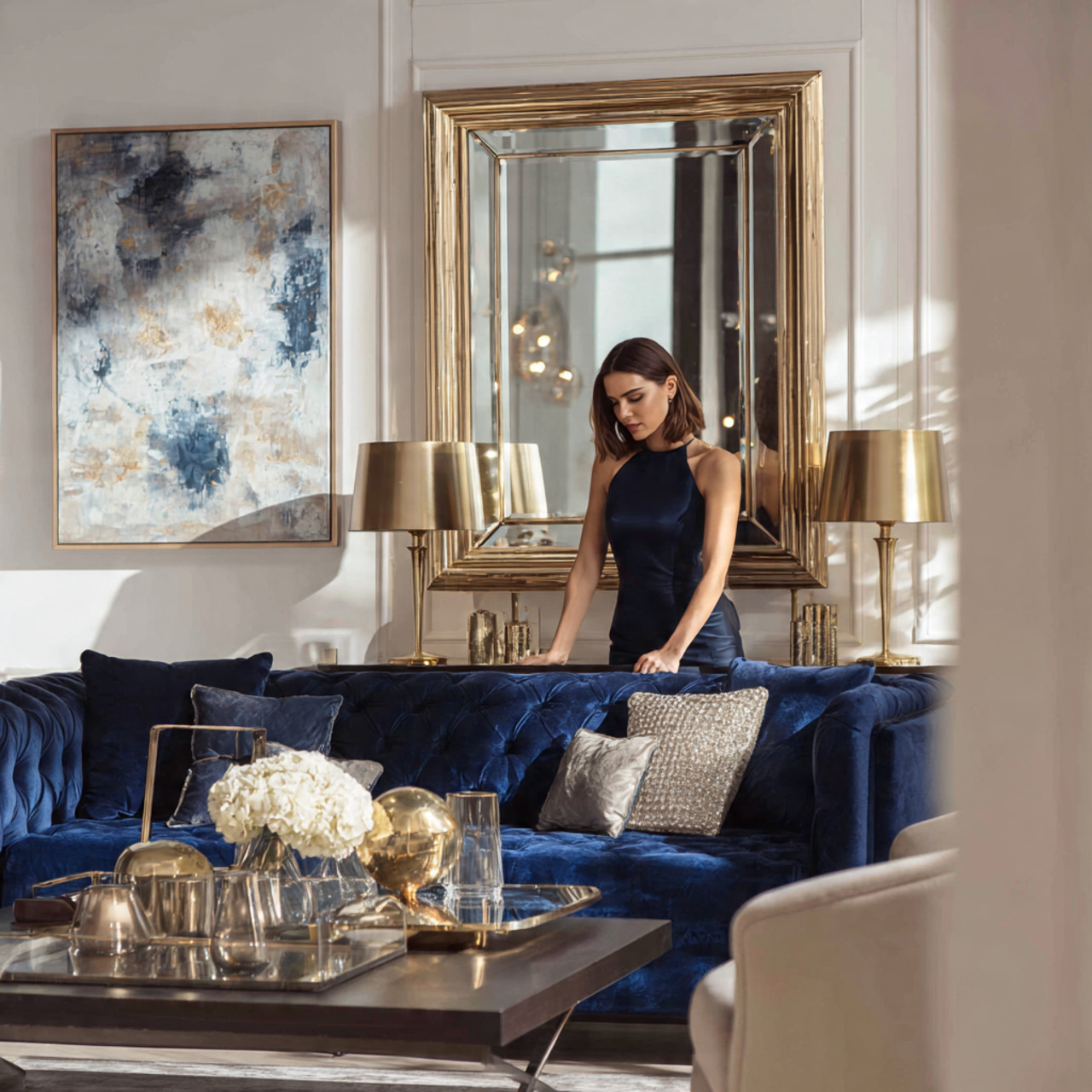 ultra realistic living room mirror ideas featuring 20