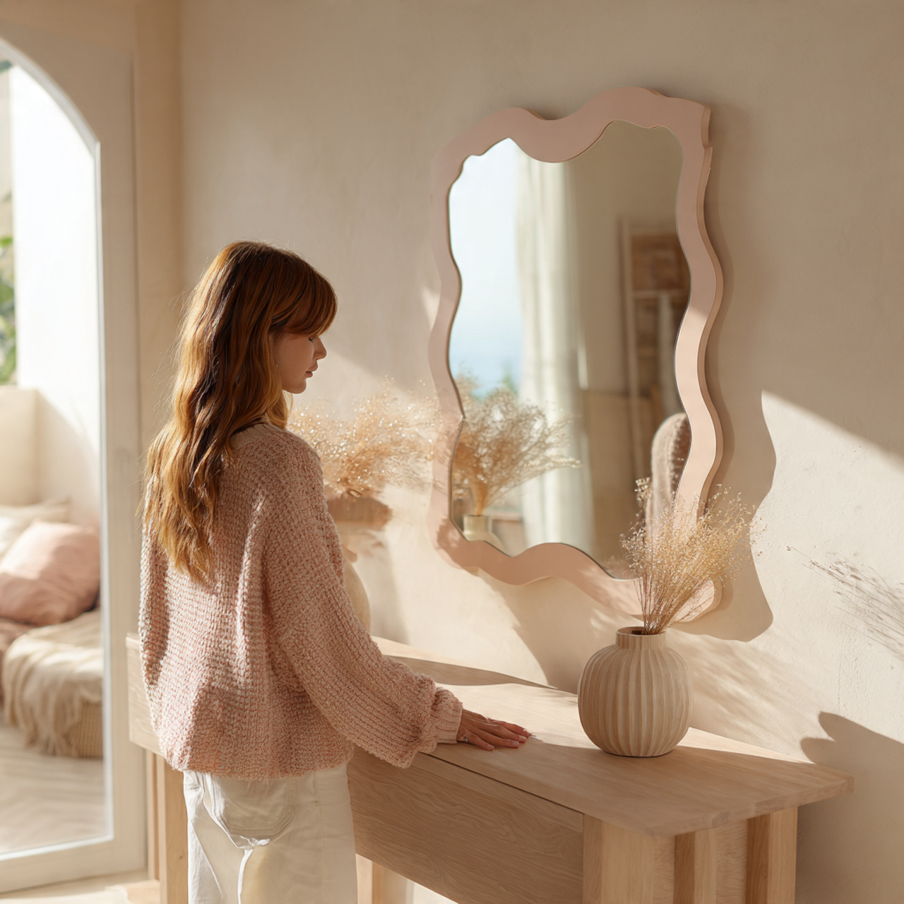 ultra realistic living room mirror ideas featuring 21