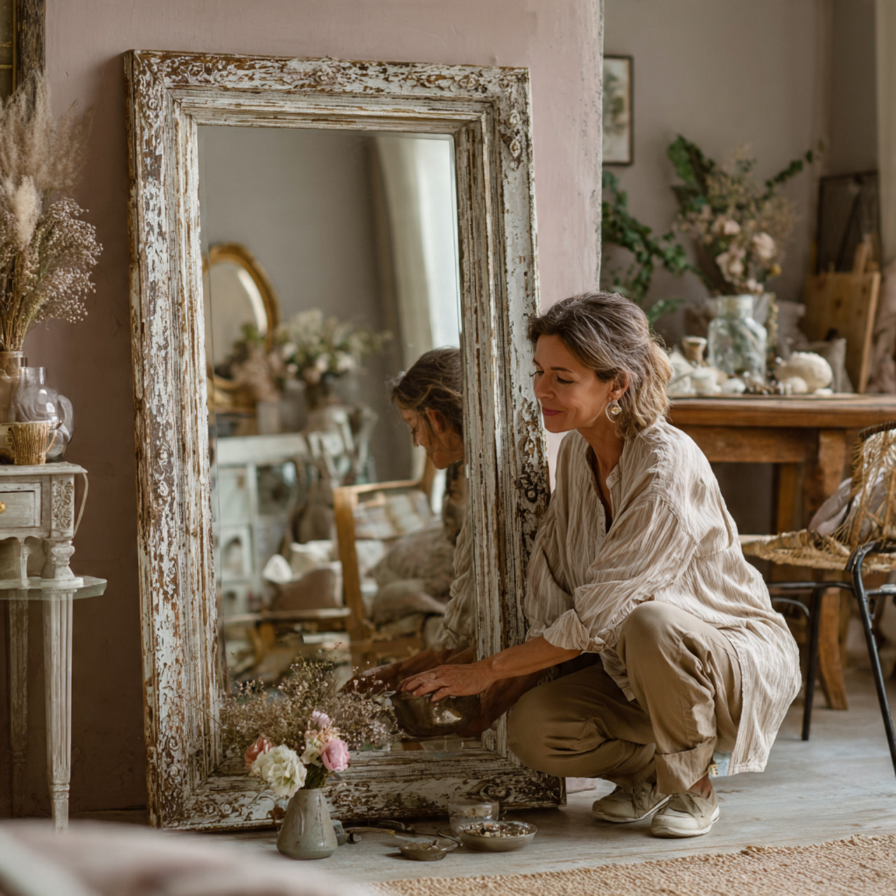ultra realistic living room mirror ideas featuring 23