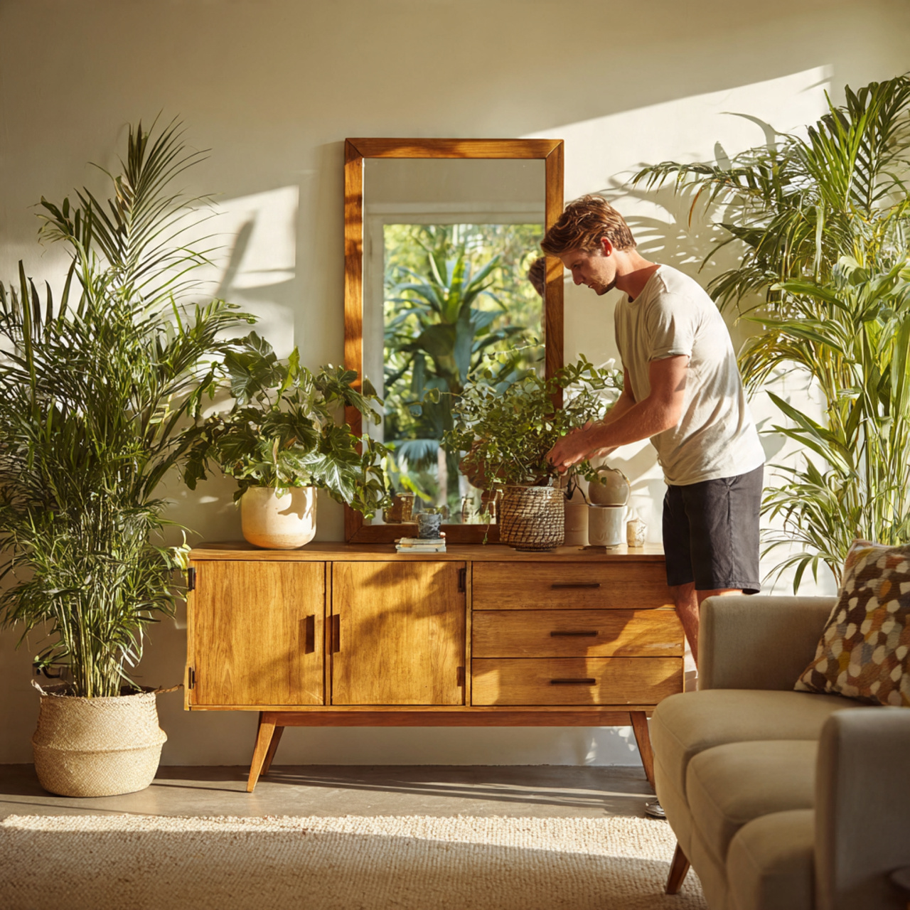 ultra realistic living room mirror ideas featuring 7