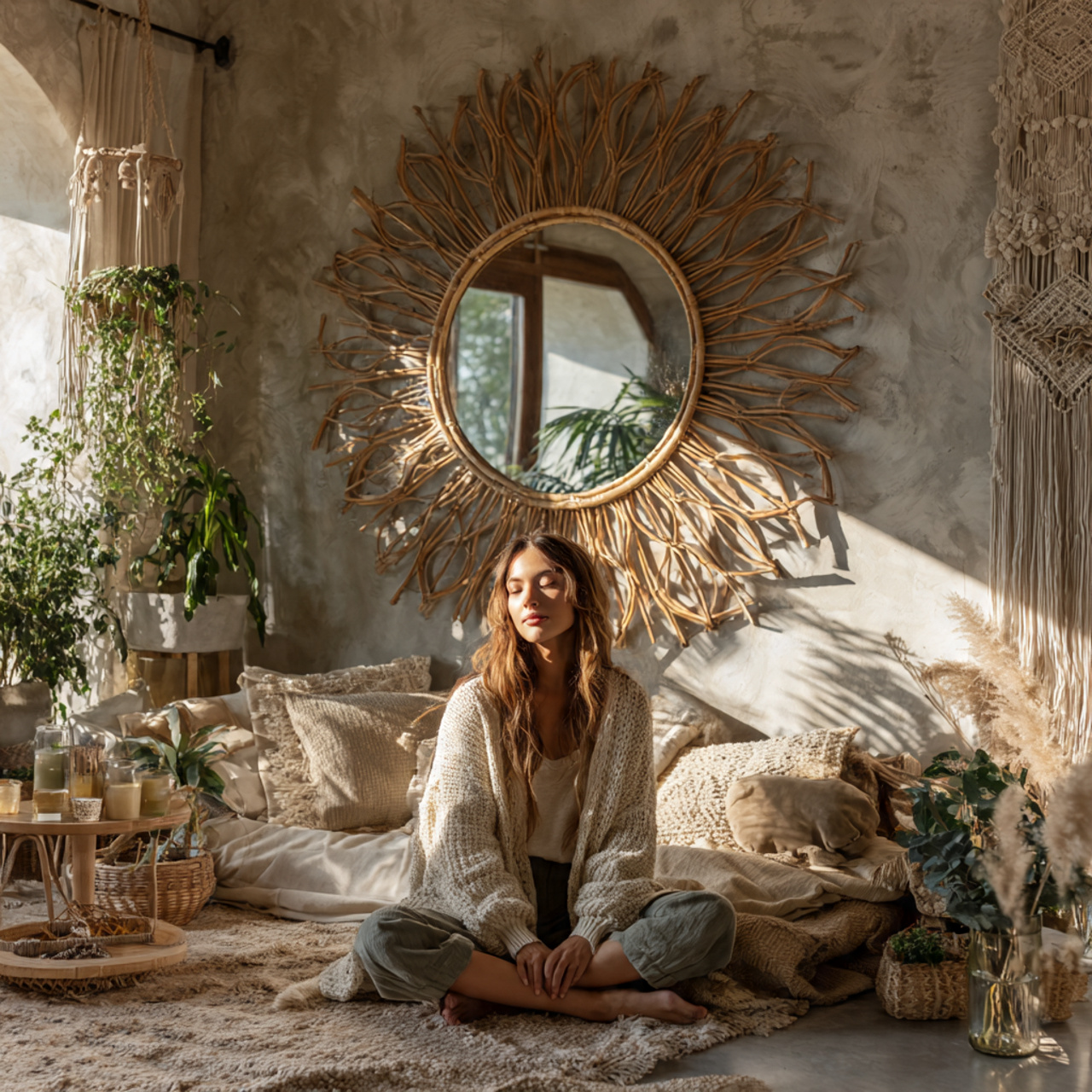 ultra realistic living room mirror ideas featuring 8