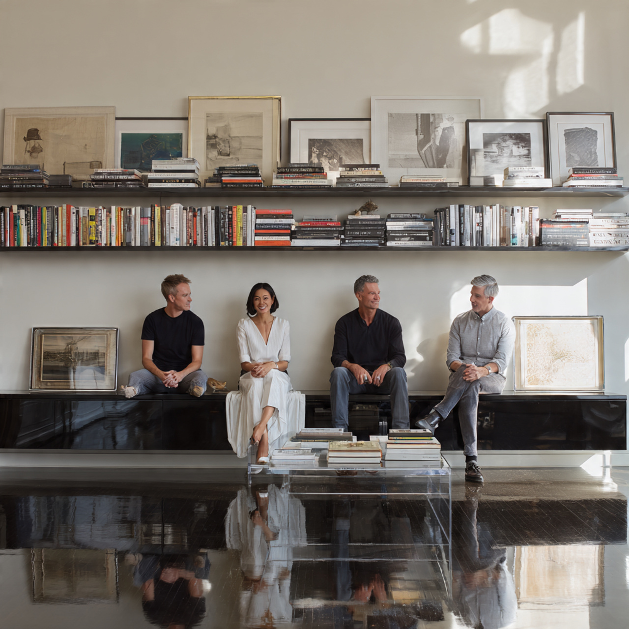 ultra realistic living room showcasing high gloss