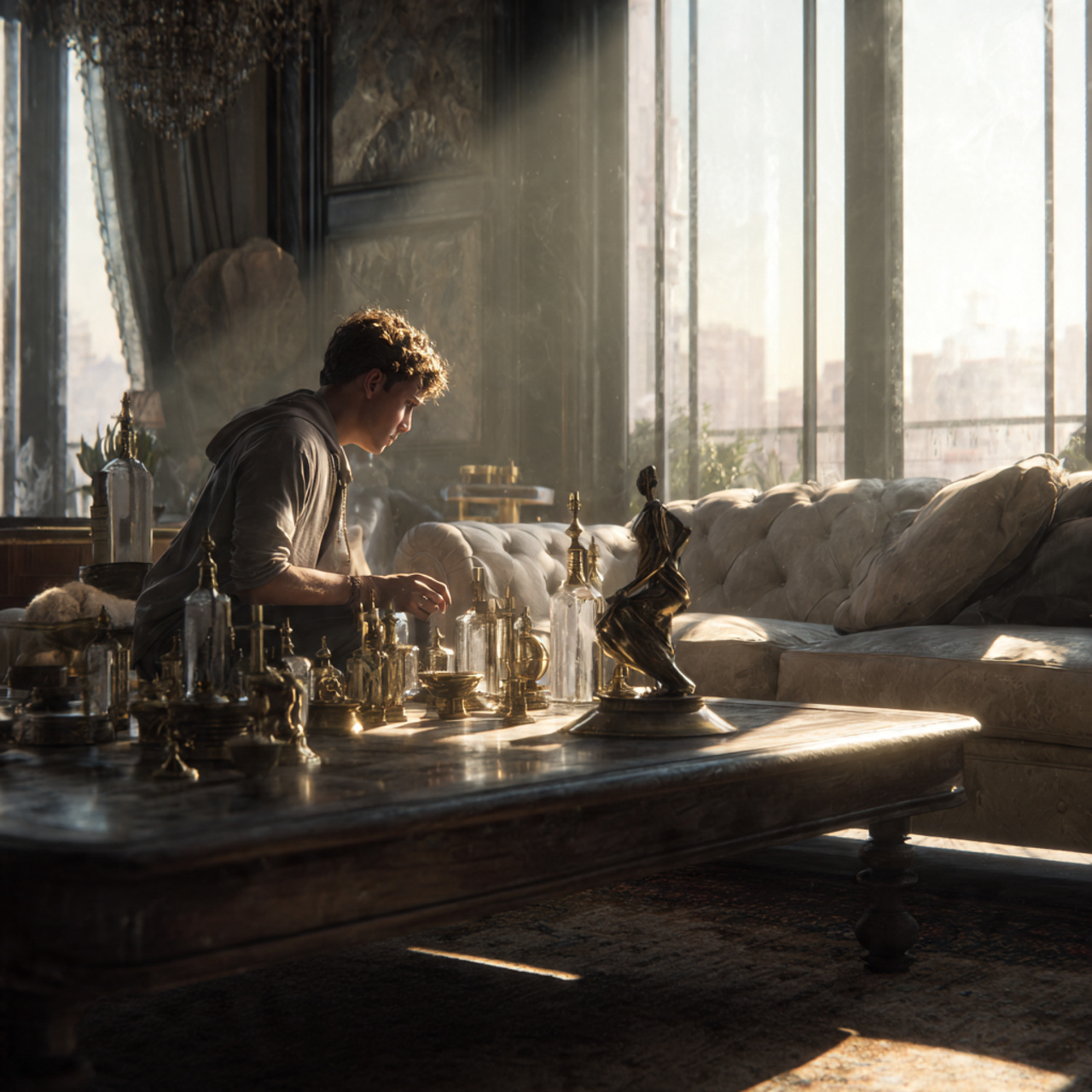 ultra realistic living room table featuring vintag