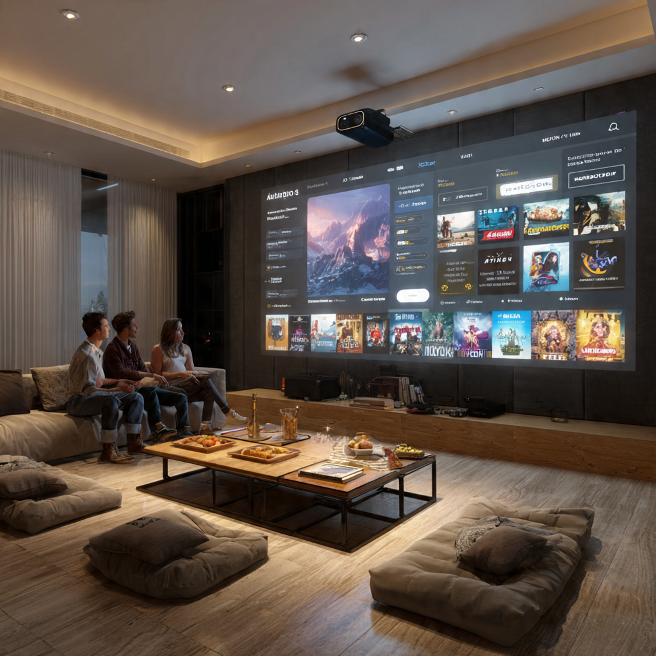 ultra realistic living room tv ideas showing a hig