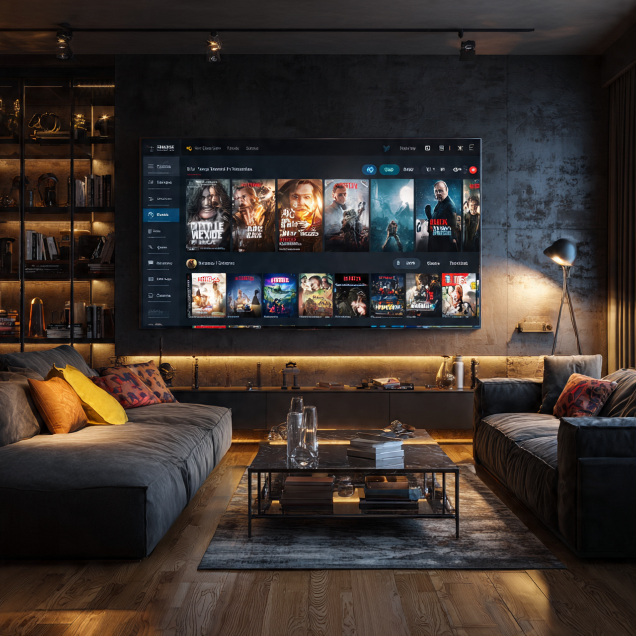 ultra realistic living room tv ideas showing a tv