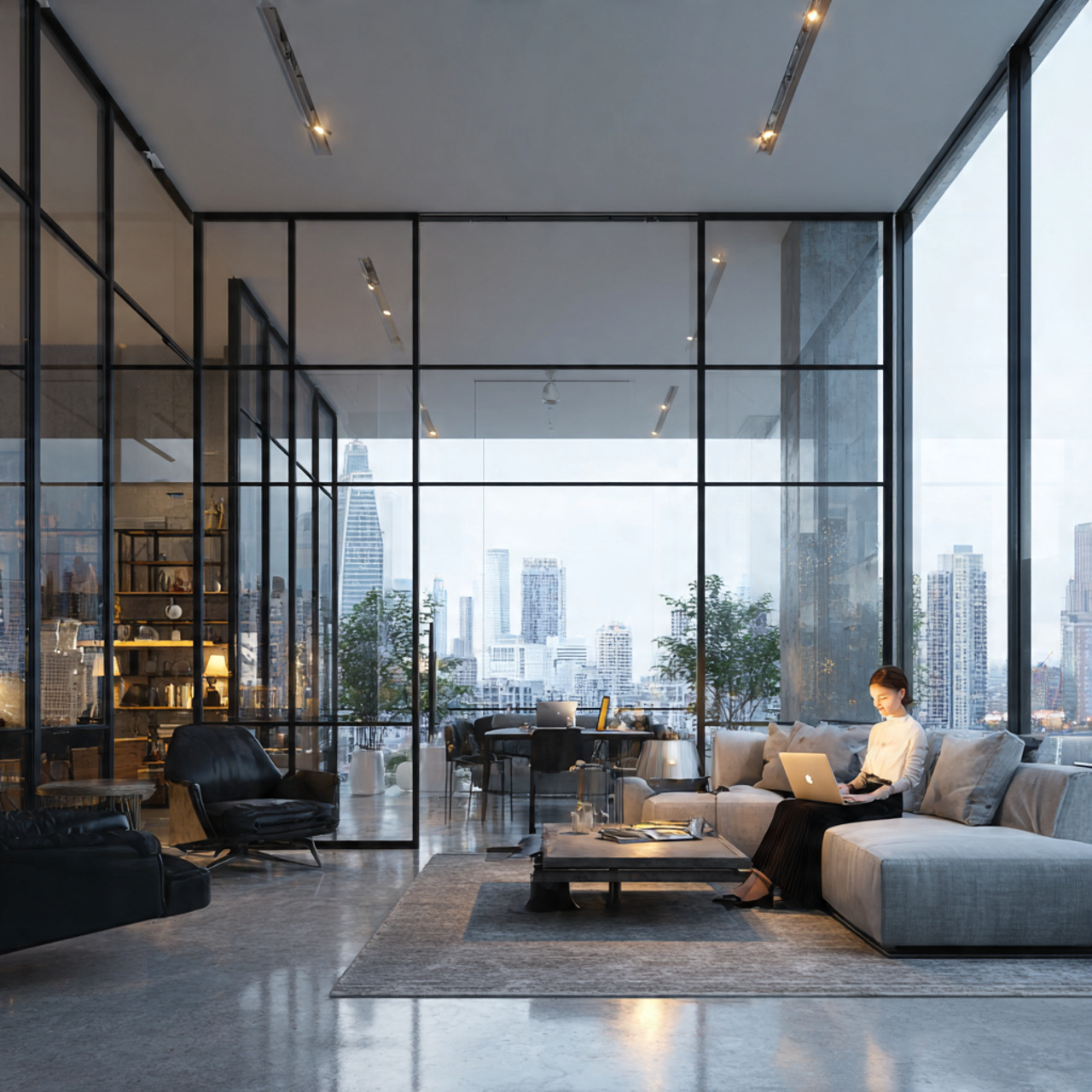 ultra realistic luxury apartment showing living ro