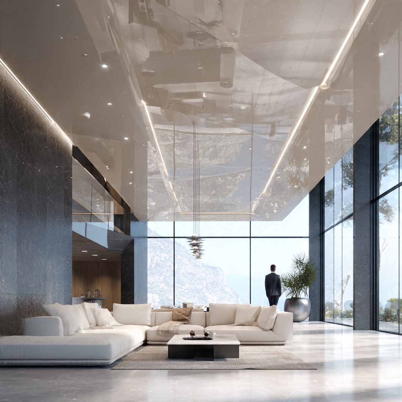 ultra realistic luxury interior showing living roo