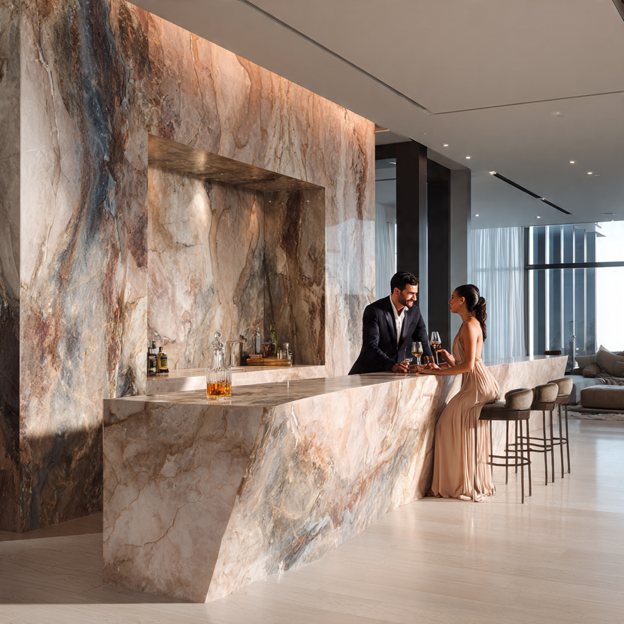 ultra realistic luxury open concept living room fe