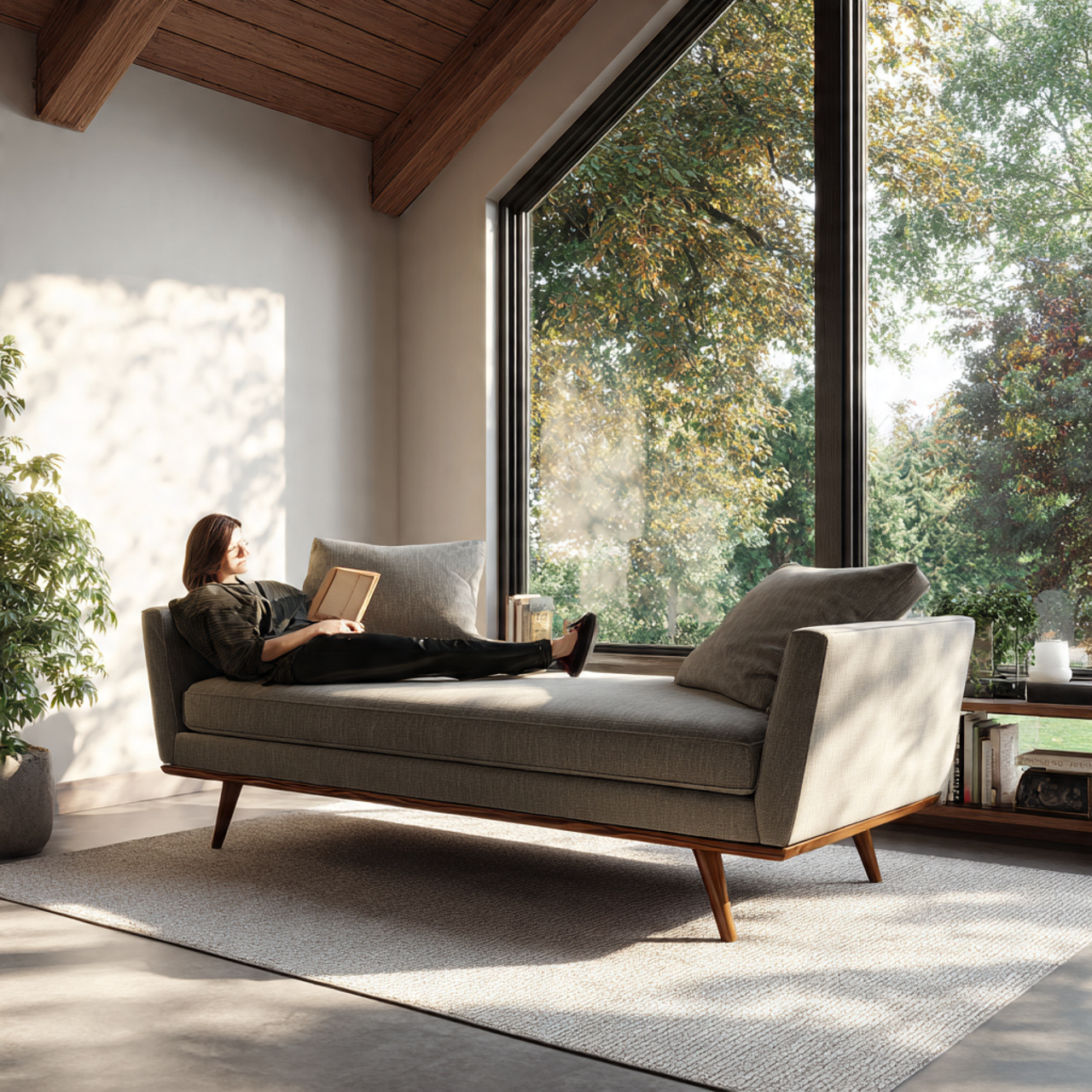 ultra realistic mid century modern living room fea