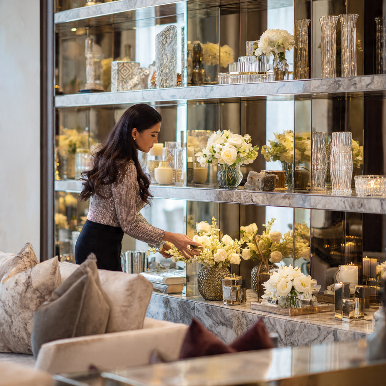 ultra realistic mirrored backing display units liv