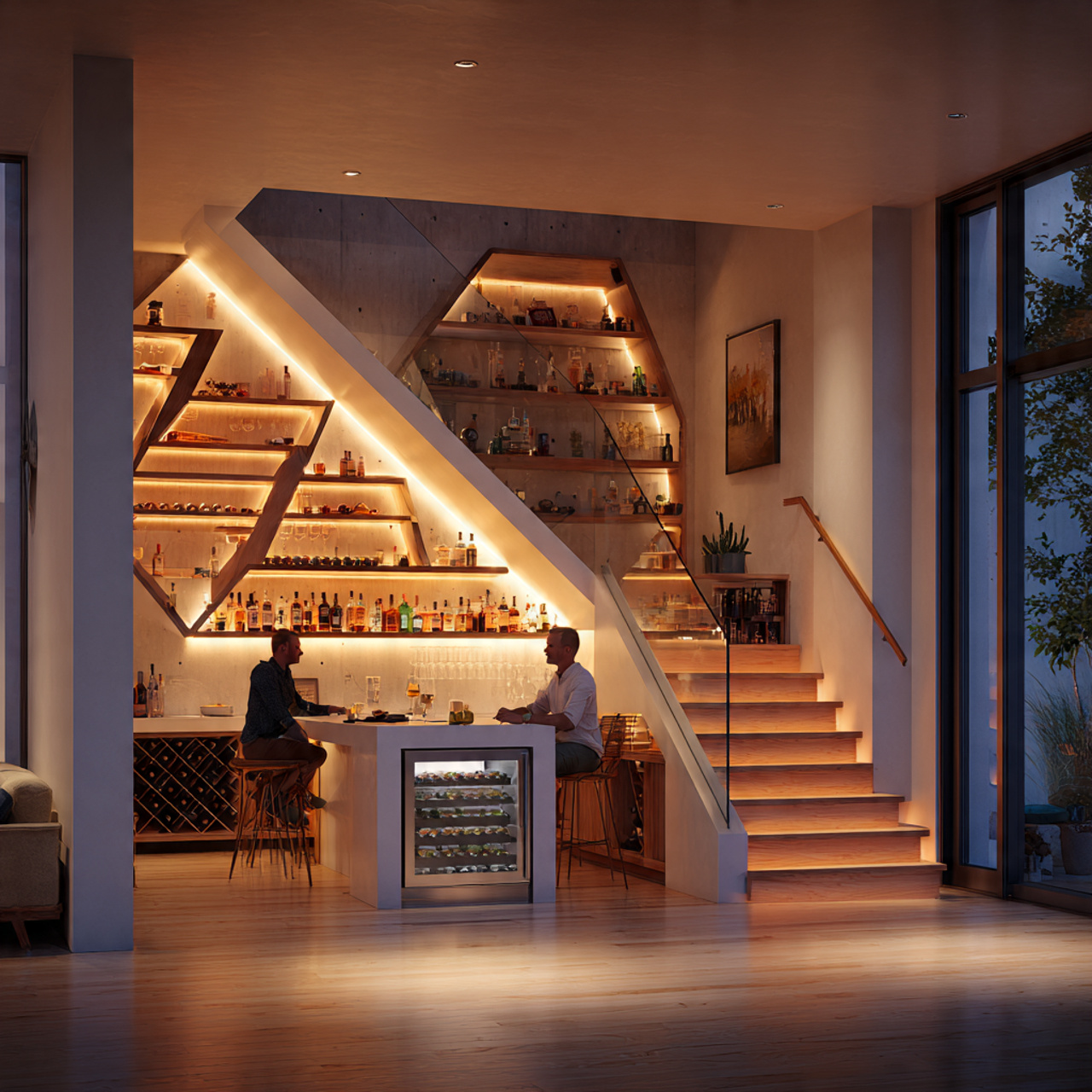 ultra realistic modern home with a custom beverage