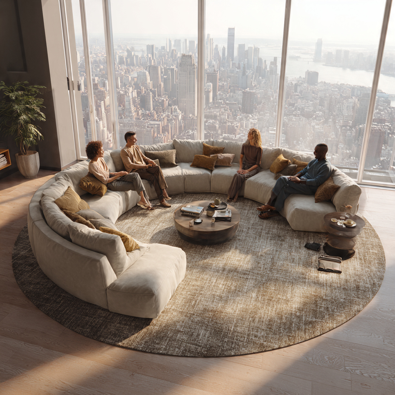 ultra realistic modern living room featuring a lar 1