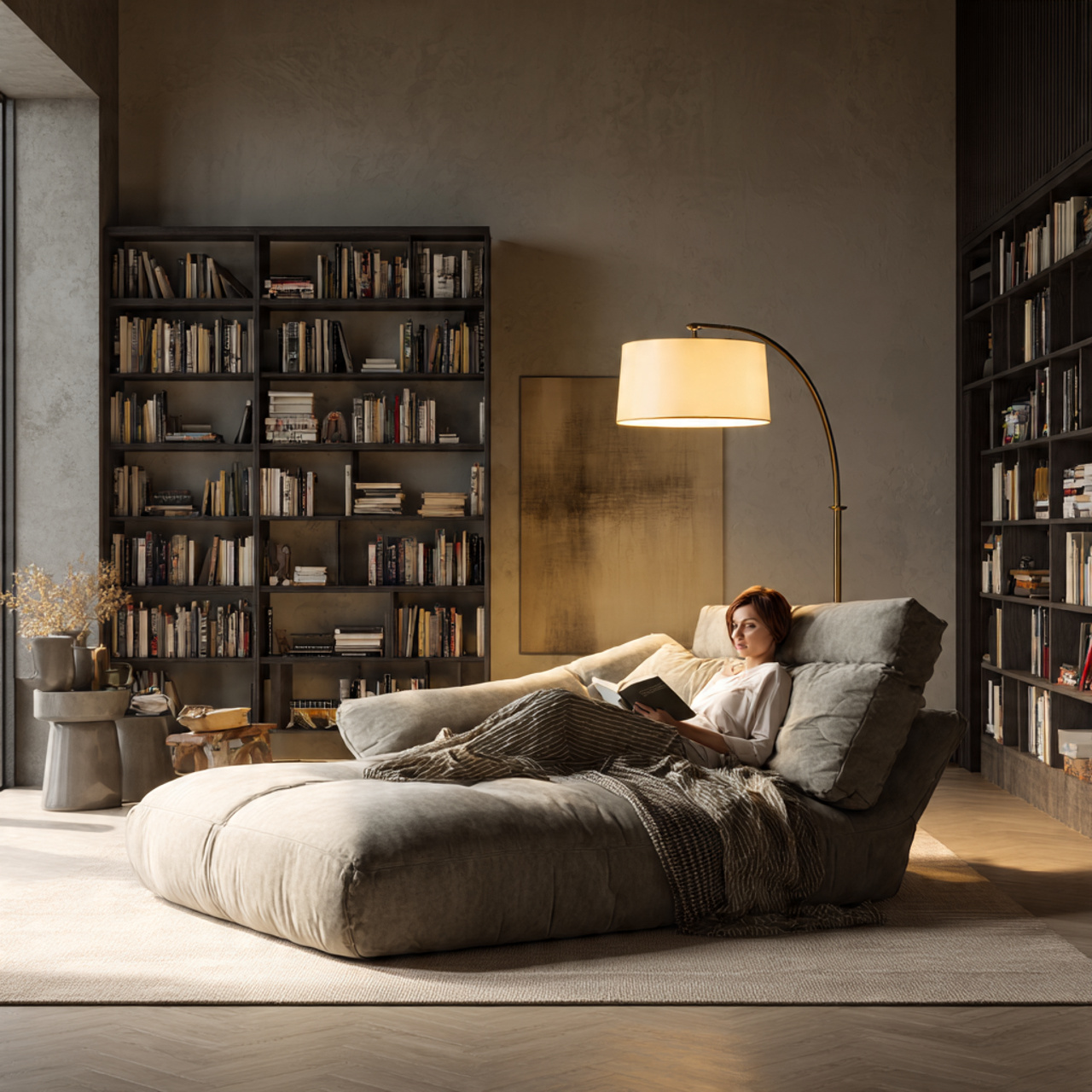 ultra realistic modern living room featuring a lar