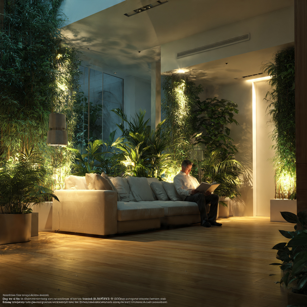 ultra realistic modern living room with floor leve