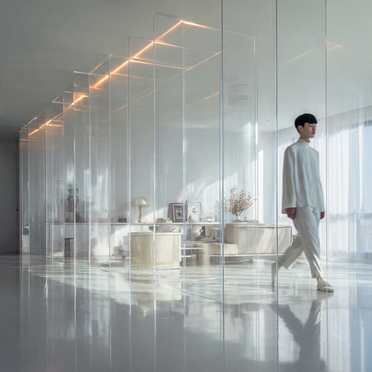 ultra realistic modern minimalist apartment featur