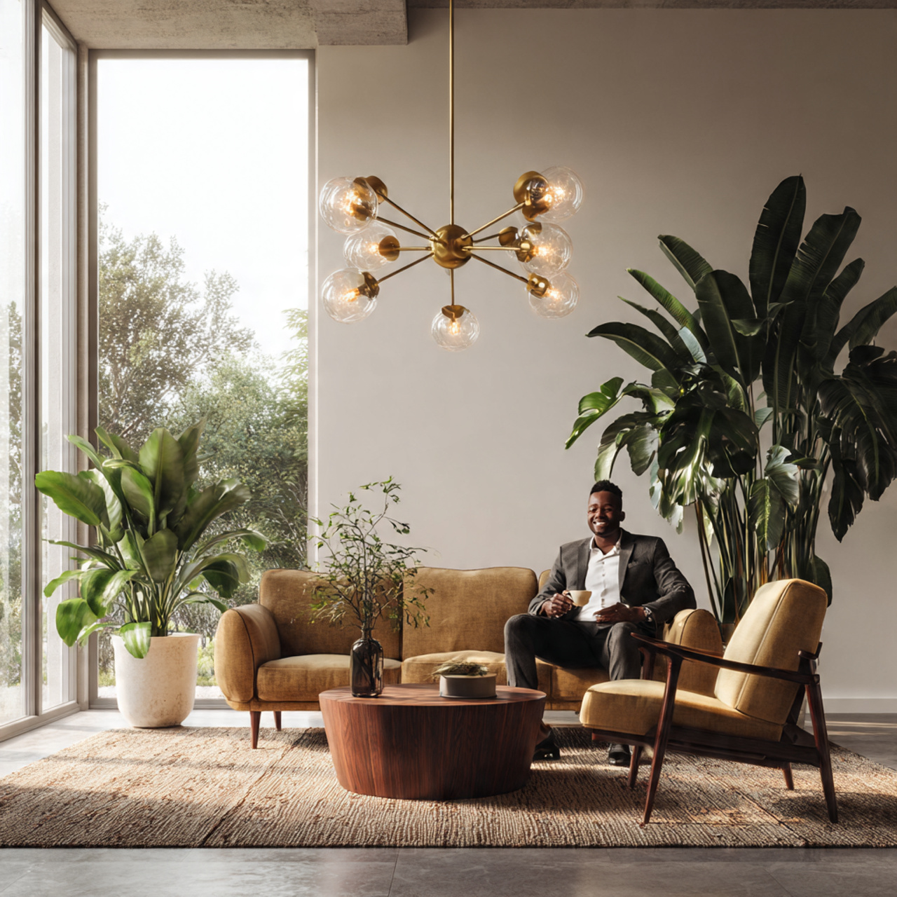 ultra realistic photo of living room lighting idea 1