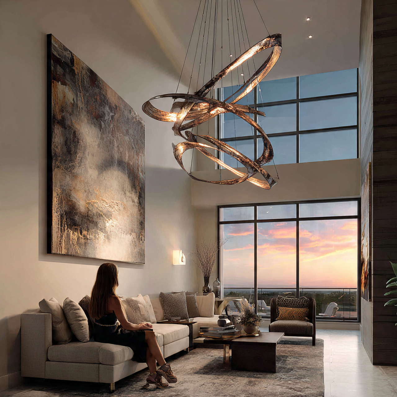ultra realistic photo of living room lighting idea 3