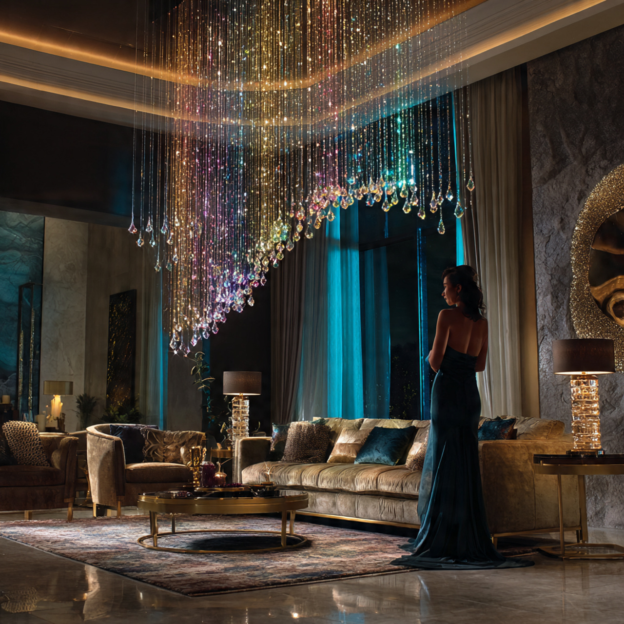 ultra realistic photo of living room lighting idea 9