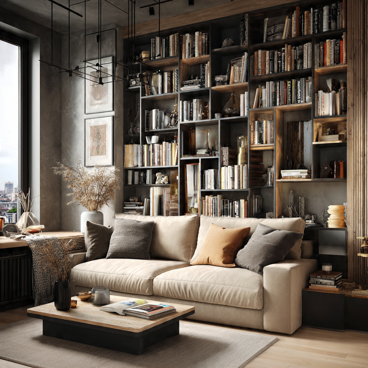 ultra realistic photo of small living room layout